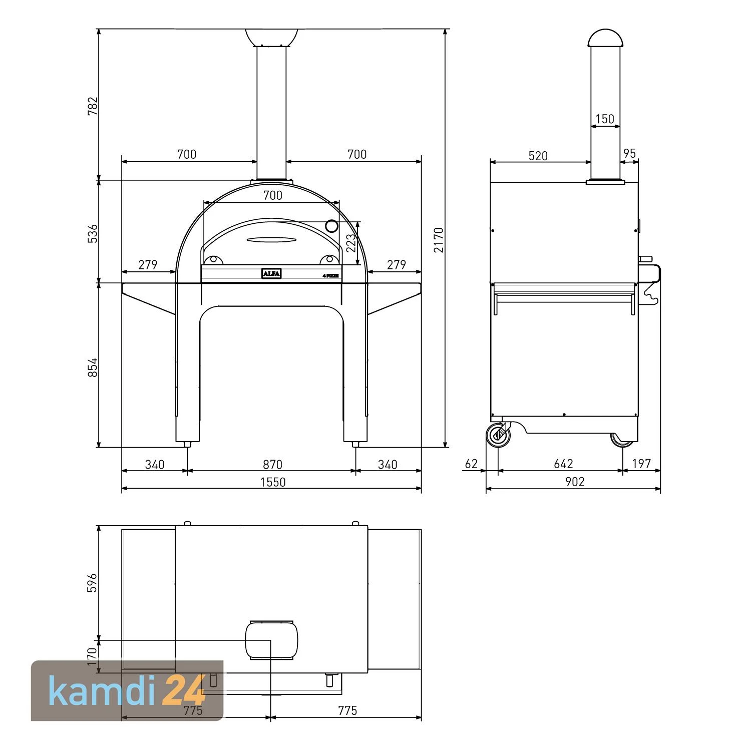 Alfa Forni 4 Pizze Pizzaofen Kupfer 11 Alfa Forni 4 Pizze Pizzaofen Kupfer – Bild 11