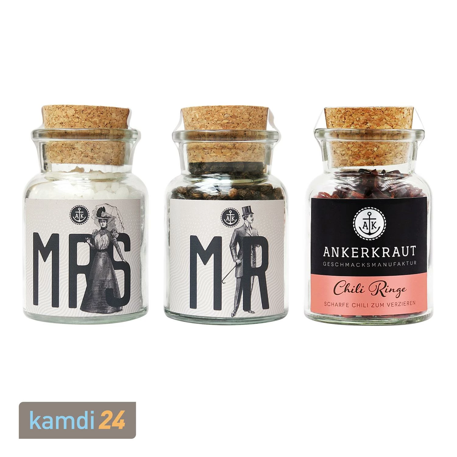 Ankerkraut Hochzeits-Set Deluxe: Pfeffer, Salz & Chili Ringe 1 Ankerkraut Hochzeits-Set Deluxe: Pfeffer, Salz & Chili Ringe