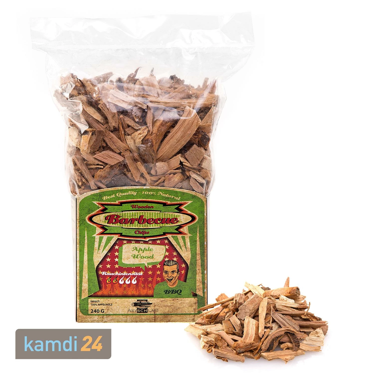 Axtschlag Wood Smoking Chips 4er-Set: Apfel, Whisky-Eiche, Devil´s Smoke & Klaus Grillt 2 Axtschlag Wood Smoking Chips 4er-Set: Apfel, Whisky-Eiche, Devil´s Smoke & Klaus Grillt – Bild 2