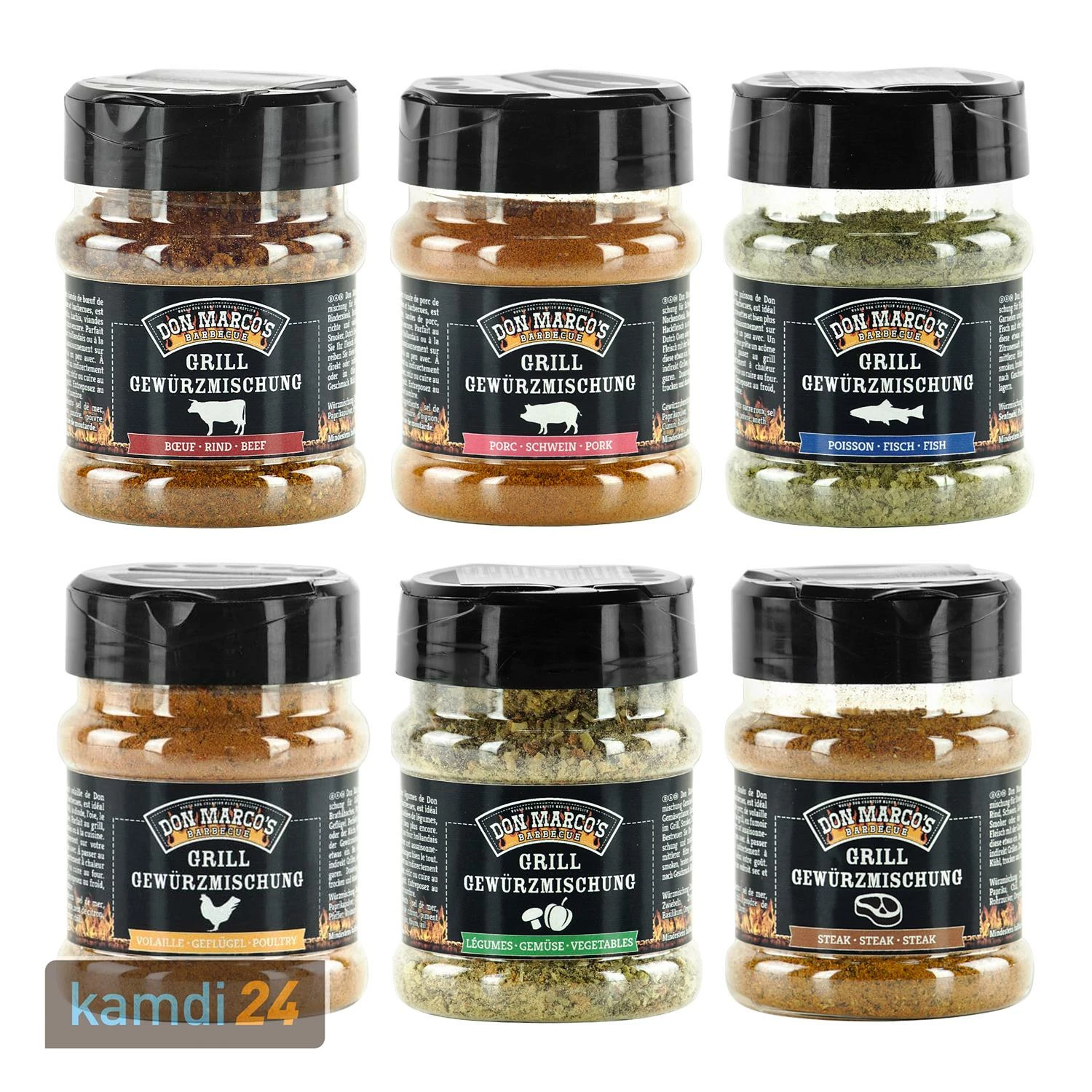 Don Marco´s Barbecue Basic Line Grillgewürze 6er-Set: Rind, Schwein, Fisch, Geflügel, Gemüse & Steak 1 Don Marco´s Barbecue Basic Line Grillgewürze 6er-Set: Rind, Schwein, Fisch, Geflügel, Gemüse & Steak