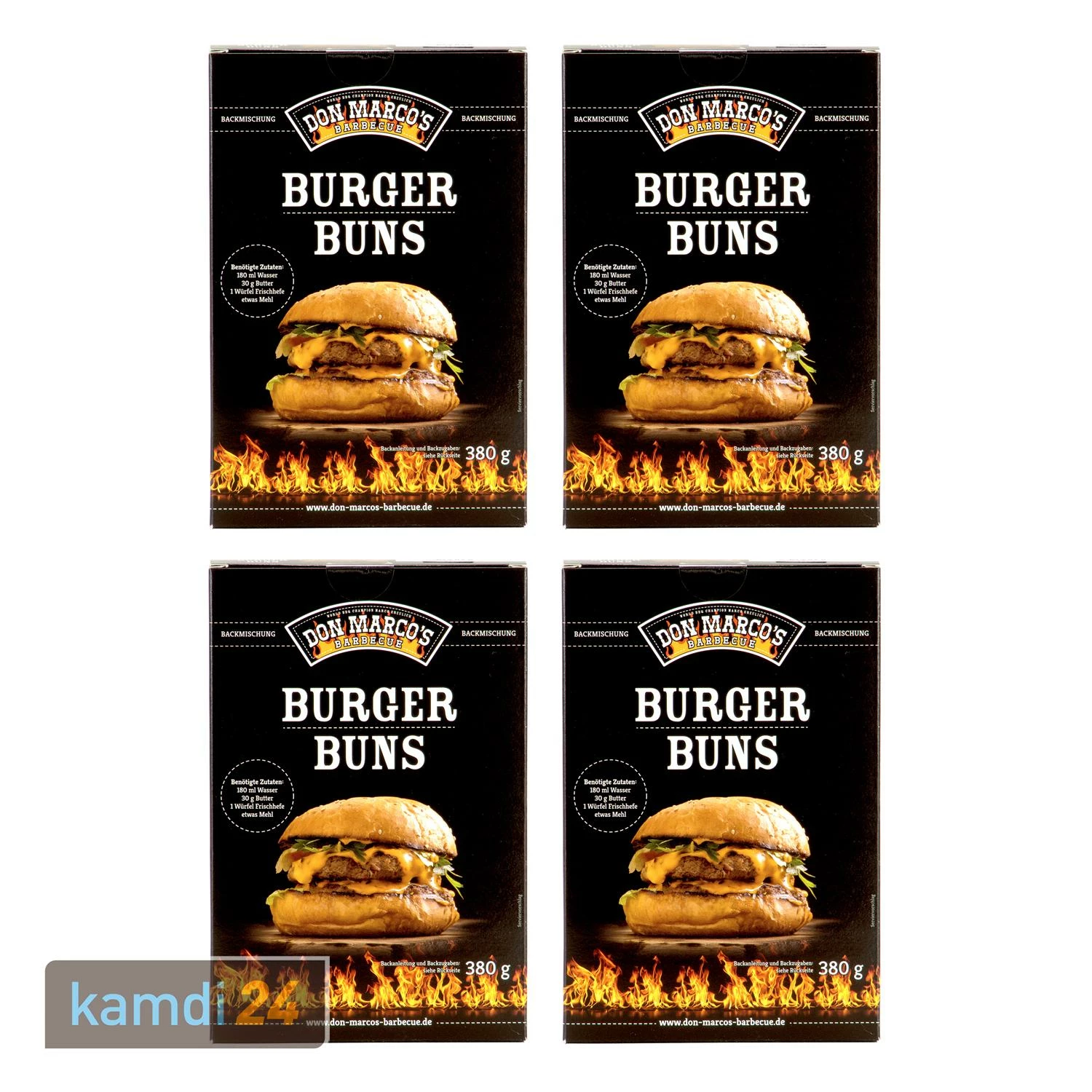 Don Marco´s Barbecue Burger Buns Backmischung 4er-Set 1 Don Marco´s Barbecue Burger Buns Backmischung 4er-Set