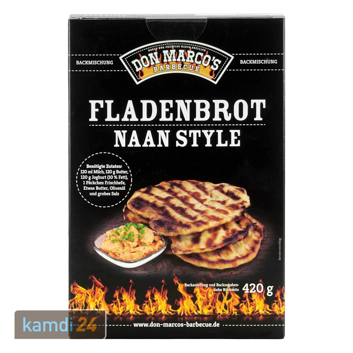 Don Marco´s Barbecue Fladenbrot Naan Style Backmischung 4er-Set 2 Don Marco´s Barbecue Fladenbrot Naan Style Backmischung 4er-Set – Bild 2