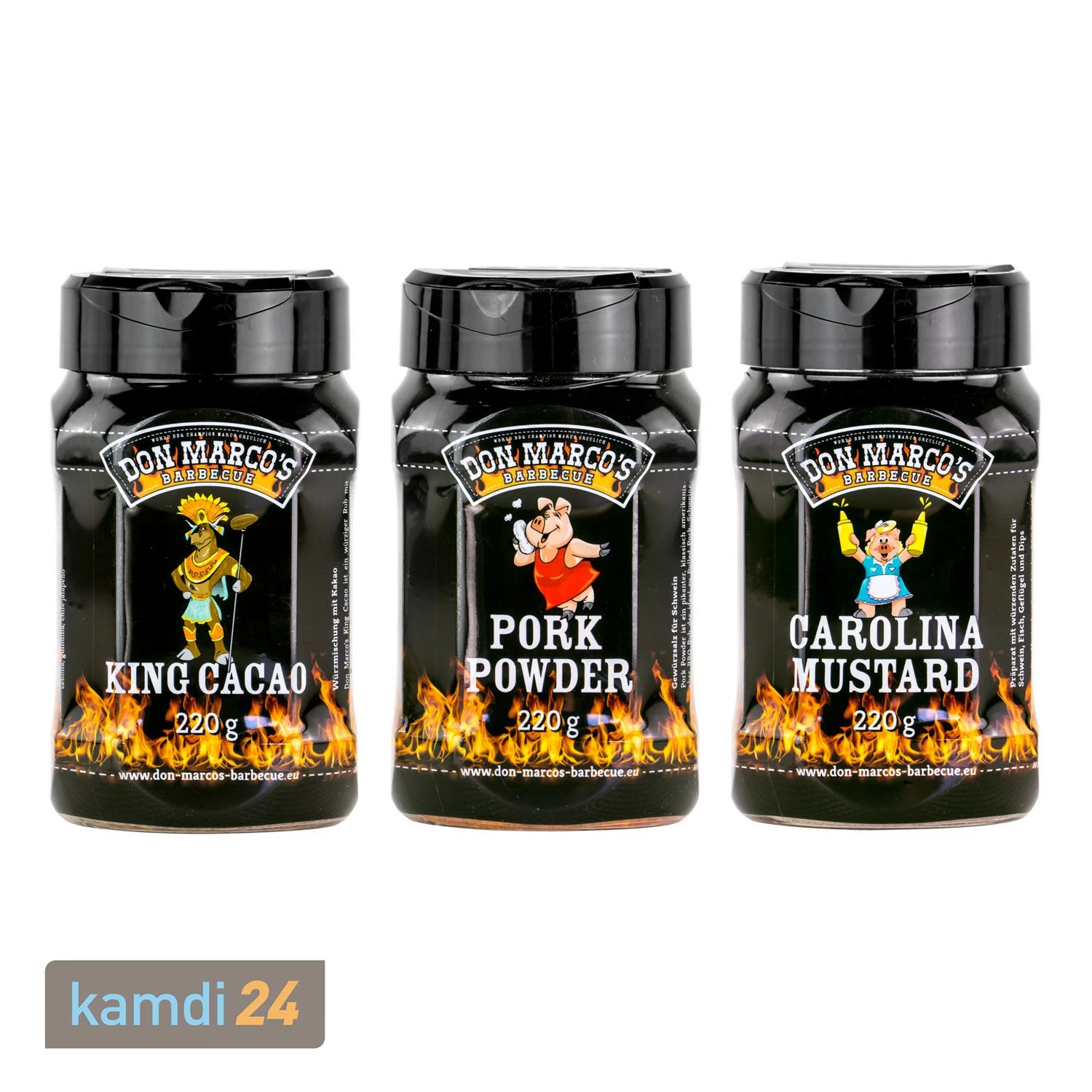 Don Marco´s Rub-Set: King Cacao, Pork Powder & Carolina Mustard 1 Don Marco´s Rub-Set: King Cacao, Pork Powder & Carolina Mustard
