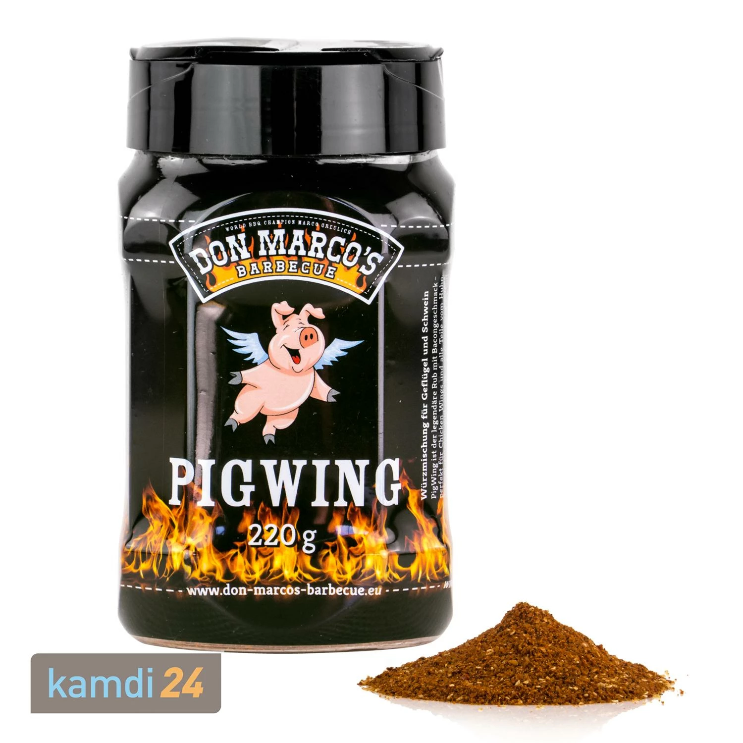 Don Marco´s Rub-Set: PigWing® Seasoning, Pork Powder, Texas Style, Chipotle Butter & Dip Seasoning, BBQ-Booster 2 Don Marco´s Rub-Set: PigWing® Seasoning, Pork Powder, Texas Style, Chipotle Butter & Dip Seasoning, BBQ-Booster – Bild 2