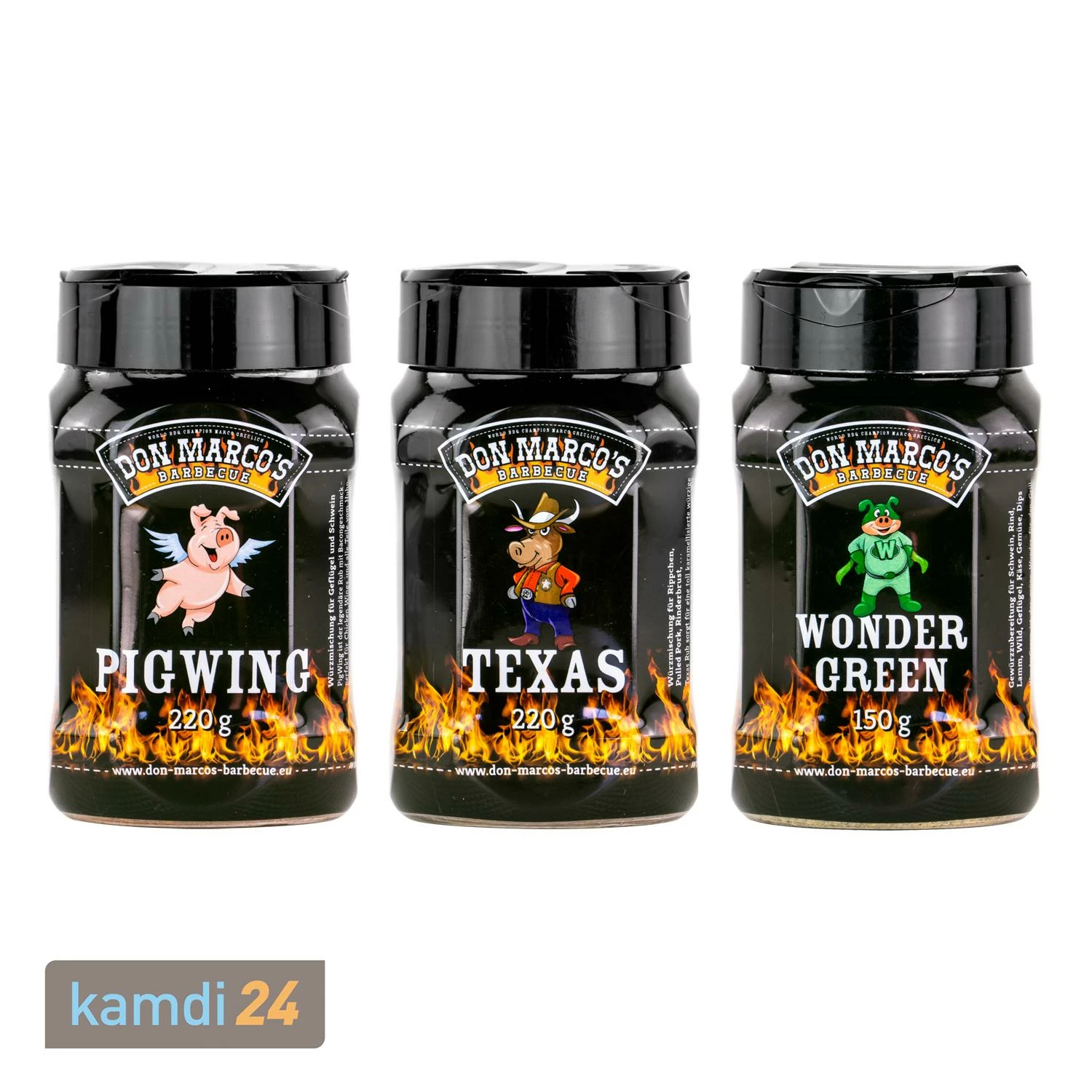 Don Marco´s Rub-Set: PigWing® Seasoning, Texas Style & Wonder Green 1 Don Marco´s Rub-Set: PigWing® Seasoning, Texas Style & Wonder Green