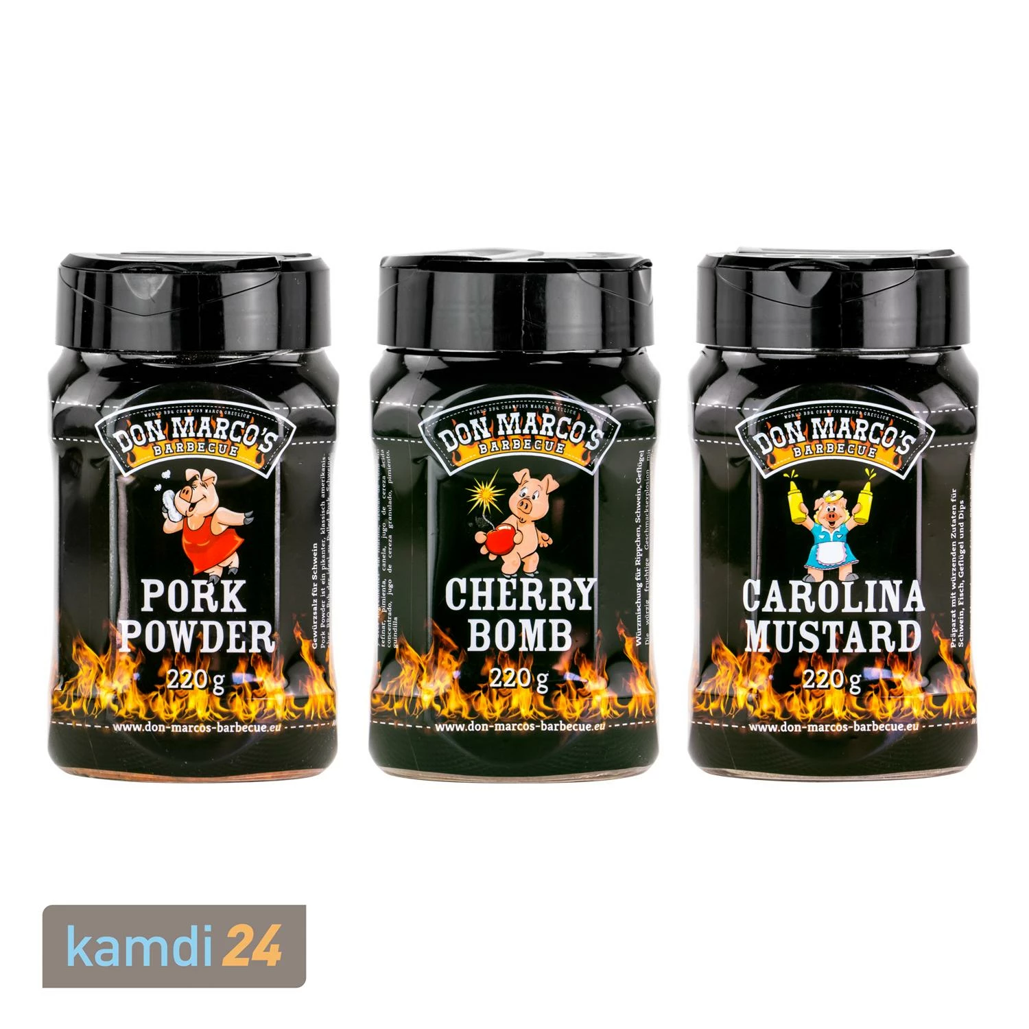 Don Marco´s Rub-Set: Pork Powder, Cherry Bomb & Carolina Mustard 1 Don Marco´s Rub-Set: Pork Powder, Cherry Bomb & Carolina Mustard