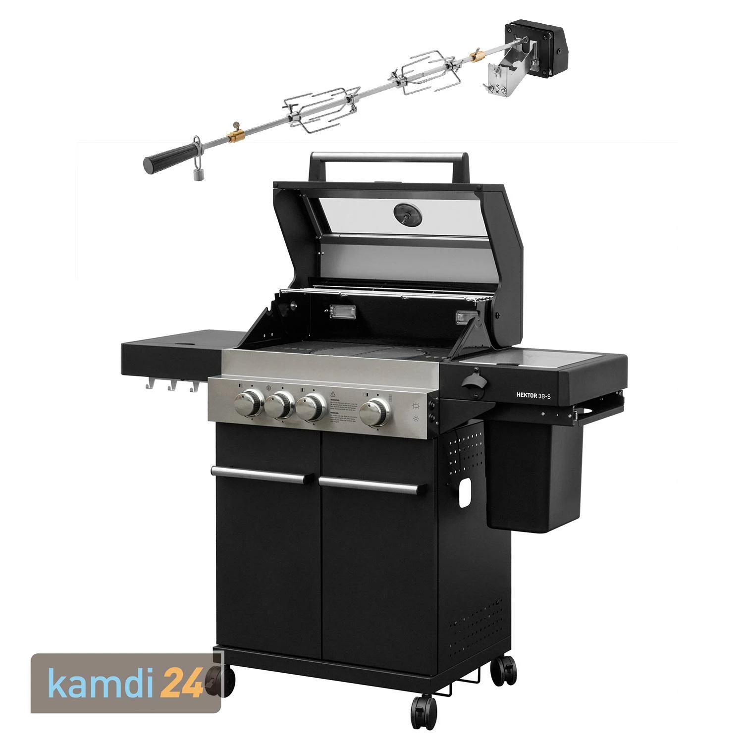 Feuergott Gas-Grillstation Hektor 3B-S Inkl. Abdeckhaube + Drehspieß 2 Feuergott Gas-Grillstation Hektor 3B-S Inkl. Abdeckhaube + Drehspieß – Bild 2
