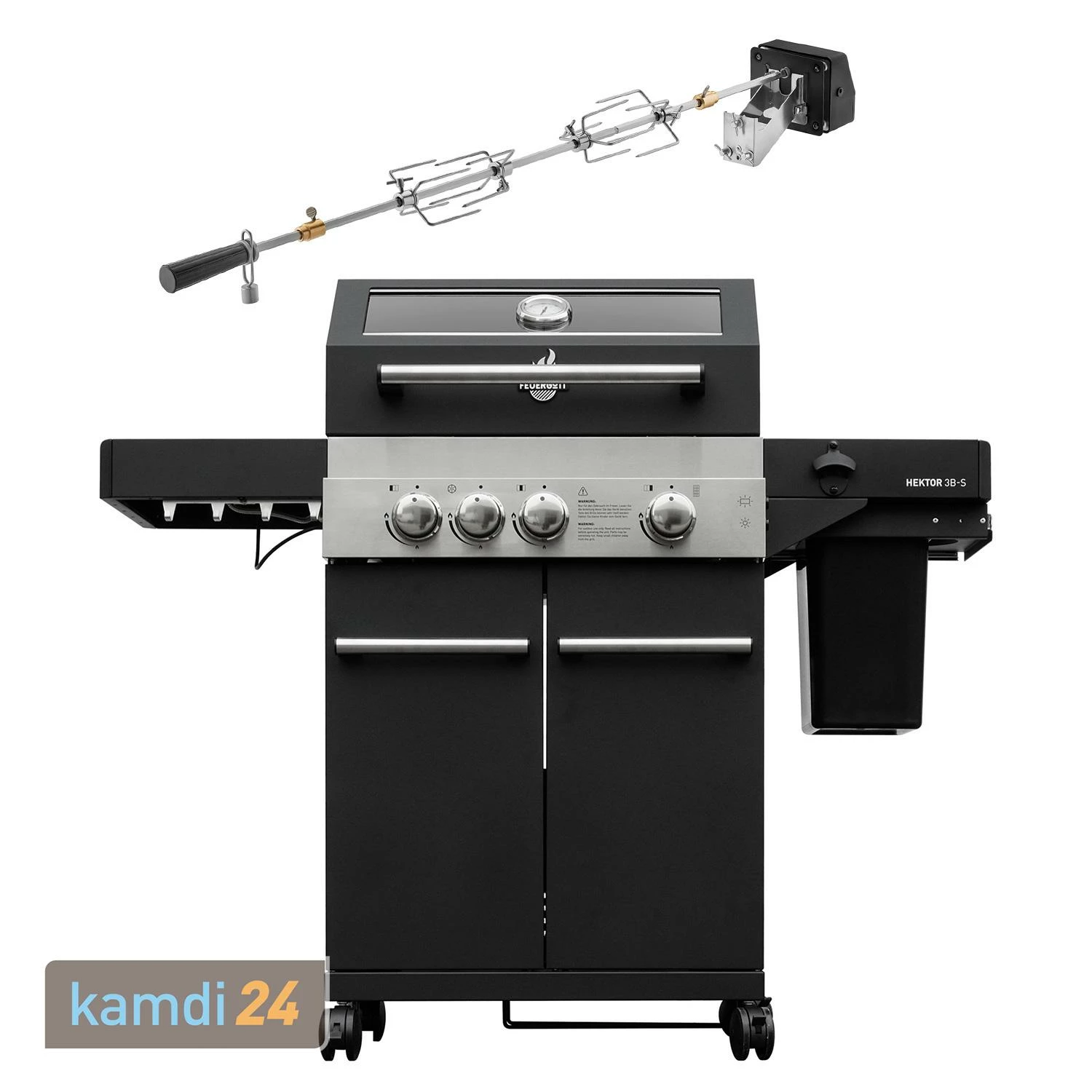 Feuergott Gas-Grillstation Hektor 3B-S Inkl. Abdeckhaube + Drehspieß 1 Feuergott Gas-Grillstation Hektor 3B-S Inkl. Abdeckhaube + Drehspieß