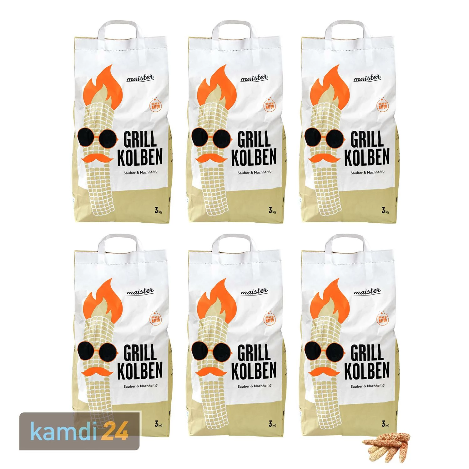 Maister BBQ Grillkolben 6er-Pack (18 Kg) 1 Maister BBQ Grillkolben 6er-Pack (18 Kg)