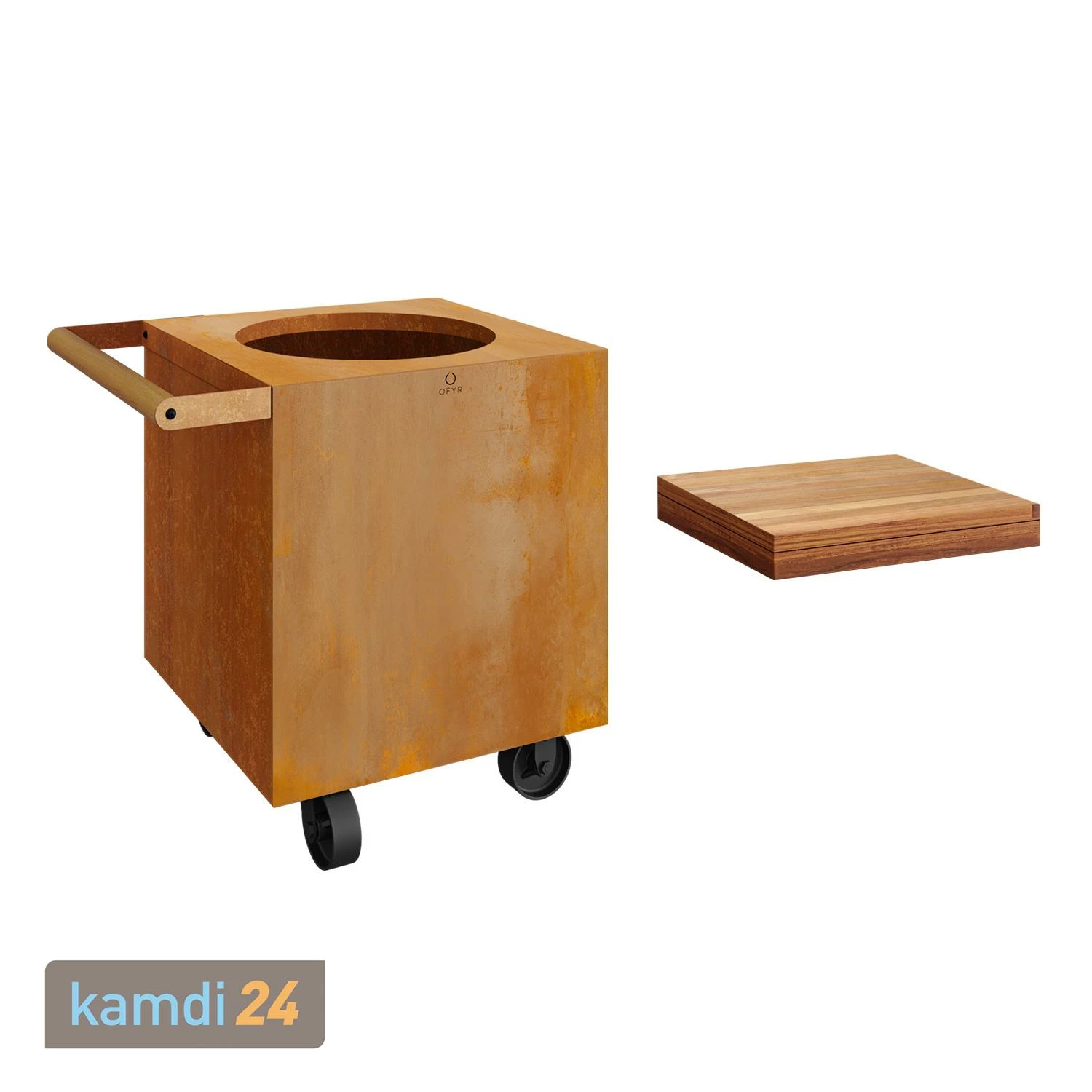 OFYR Classic Corten 100 Grill & Feuerstelle Upgrade-Set Zum PRO Mit Teakholz-Block 1 OFYR Classic Corten 100 Grill & Feuerstelle Upgrade-Set Zum PRO Mit Teakholz-Block