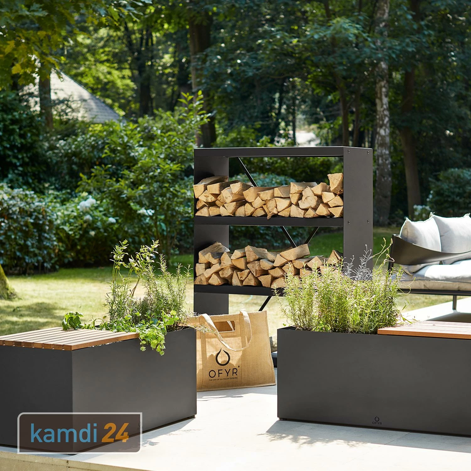 OFYR Gartenbank Black Mit Pflanzenschale 2 OFYR Gartenbank Black Mit Pflanzenschale – Bild 2