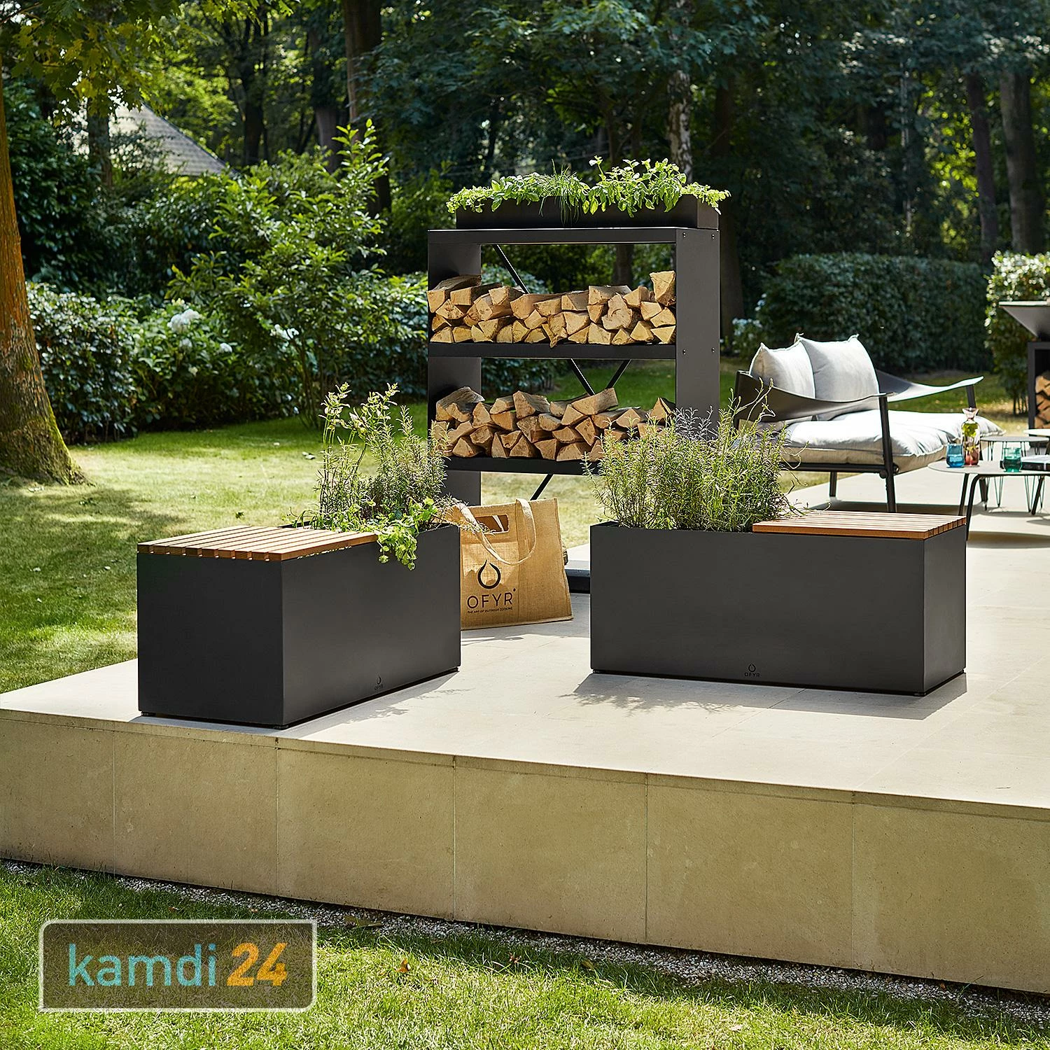 OFYR Gartenbank Black Mit Pflanzenschale 3 OFYR Gartenbank Black Mit Pflanzenschale – Bild 3