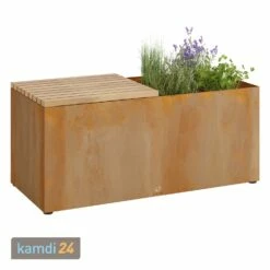 OFYR Gartenbank Corten Mit Pflanzenschale