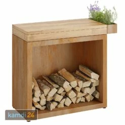OFYR Holzfach Corten 90 Mit Arbeitsplatte Teakholz