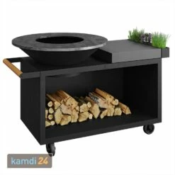 OFYR Island Black 100 PRO Grill & Feuerstelle Mit Arbeitsplatte Keramik