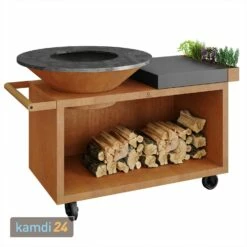 OFYR Island Corten 100 PRO Grill & Feuerstelle Mit Arbeitsplatte Keramik