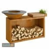 OFYR Island Corten 85 Grill & Feuerstelle Mit Arbeitsplatte Teakholz