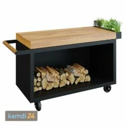 OFYR Sockel Black 135 PRO Mit Arbeitsplatte Teakholz