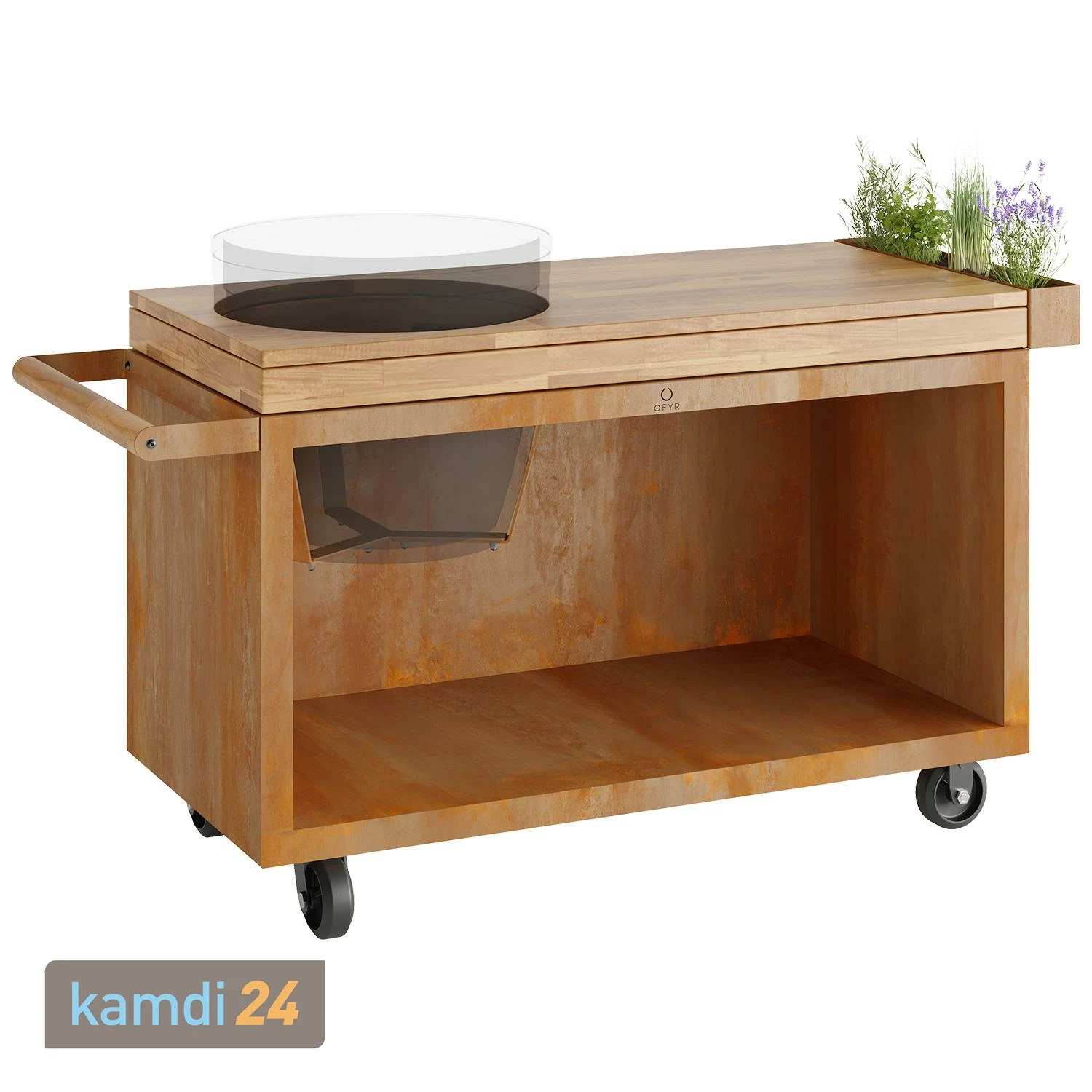 OFYR Sockel Corten 135 PRO Teakholz Für Kamado BGE 1 OFYR Sockel Corten 135 PRO Teakholz Für Kamado BGE