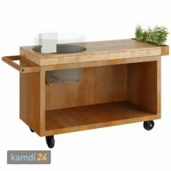 OFYR Sockel Corten 135 PRO Teakholz Für Kamado KJ