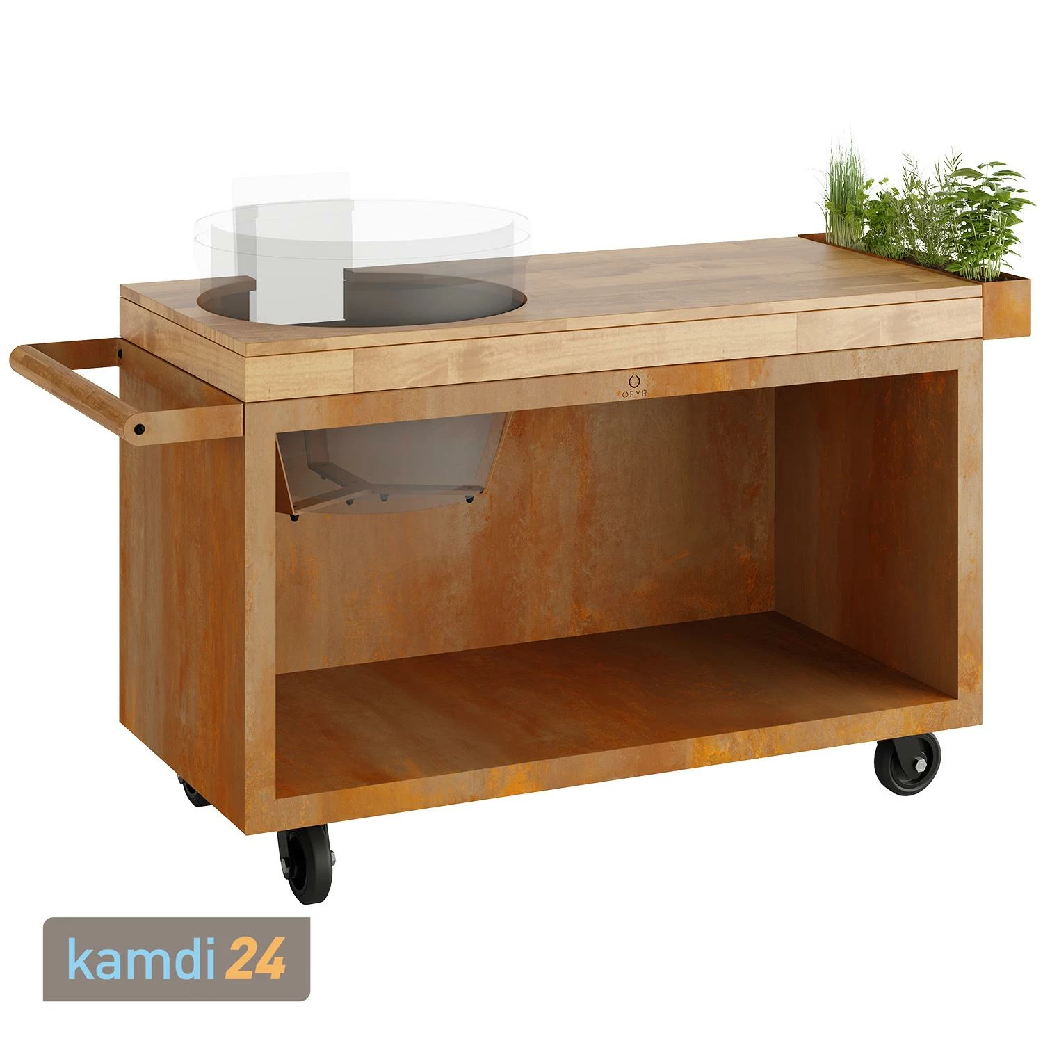 OFYR Sockel Corten 135 PRO Teakholz Für Kamado KJ 1 OFYR Sockel Corten 135 PRO Teakholz Für Kamado KJ