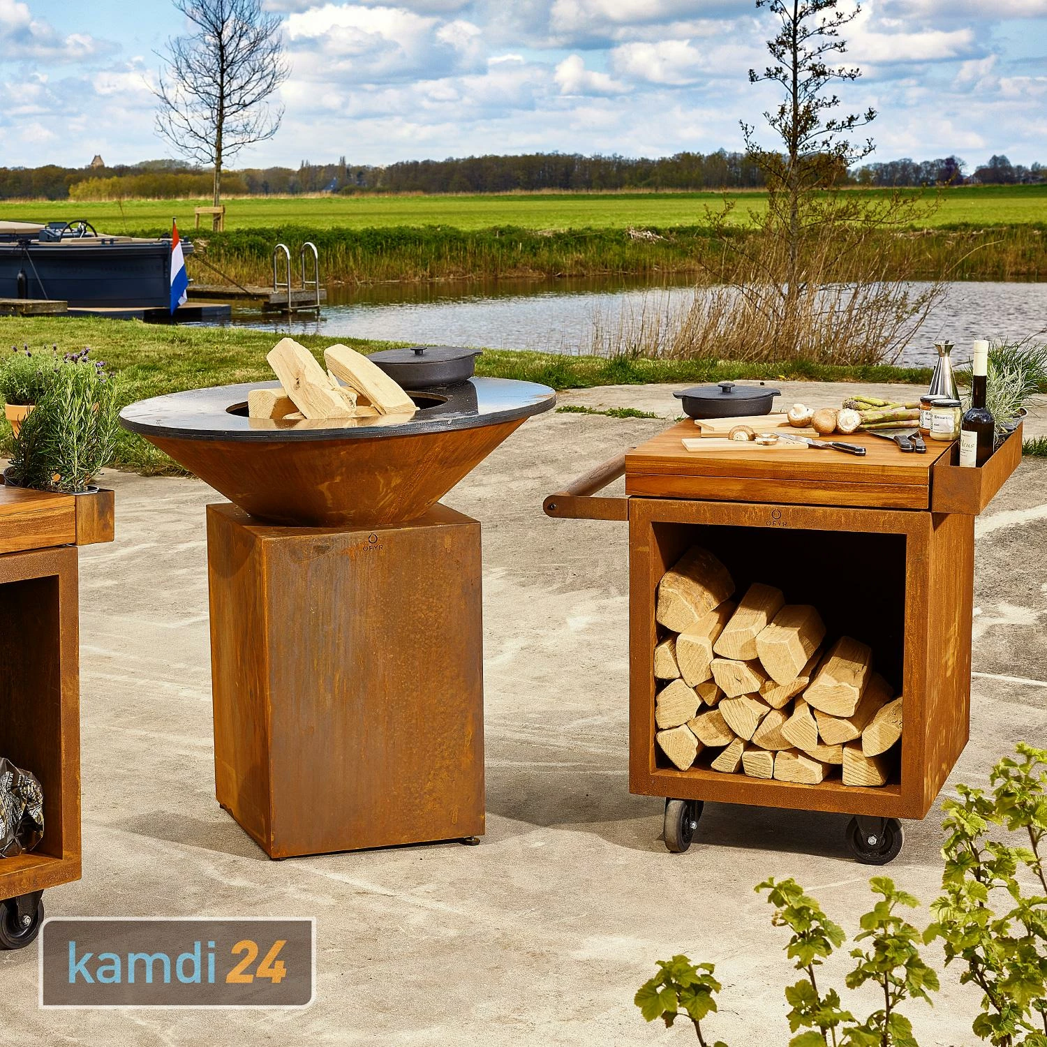 OFYR Sockel Corten 65 PRO Mit Arbeitsplatte Teakholz 4 OFYR Sockel Corten 65 PRO Mit Arbeitsplatte Teakholz – Bild 4