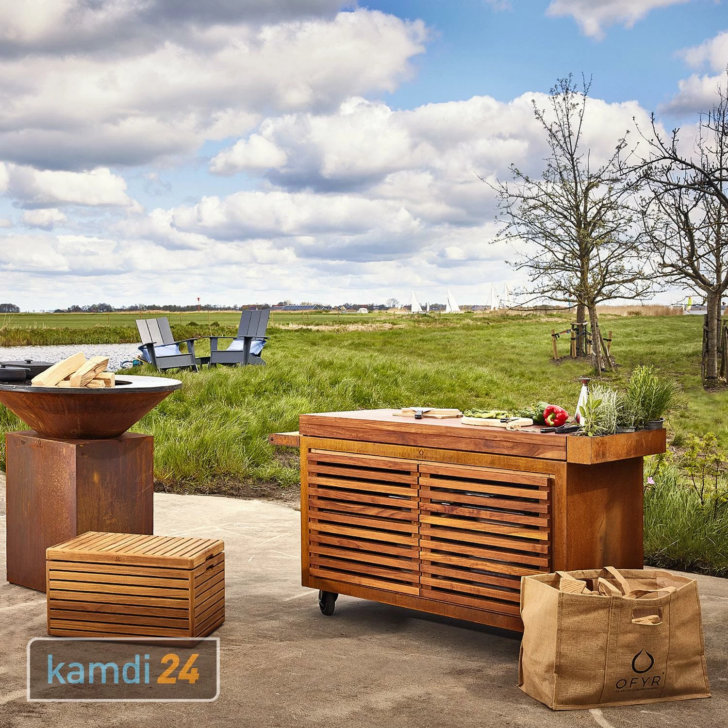 OFYR Untergestell-Einsatz PRO Teakholz Groß Mit Türen 3 OFYR Untergestell-Einsatz PRO Teakholz Groß Mit Türen – Bild 3