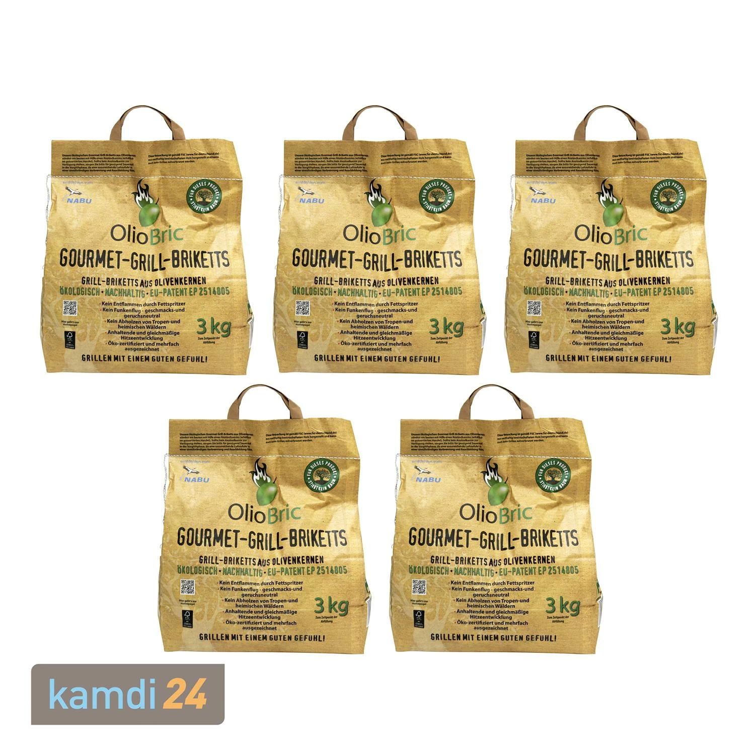 OlioBric Grill-Briketts, Eiform, 5 X 3 Kg (15 Kg) 2 OlioBric Grill-Briketts, Eiform, 5 X 3 Kg (15 Kg) – Bild 2