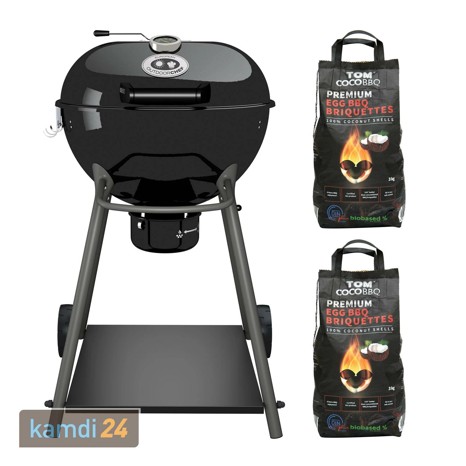 Outdoorchef Kensington 570 C Holzkohle-Kugelgrill + TOM COCO Grill-Kokoskohlebriketts 2er-Pack 1 Outdoorchef Kensington 570 C Holzkohle-Kugelgrill + TOM COCO Grill-Kokoskohlebriketts 2er-Pack
