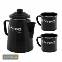 Petromax Perkolator Perkomax + 2 Emaille-Becher Schwarz