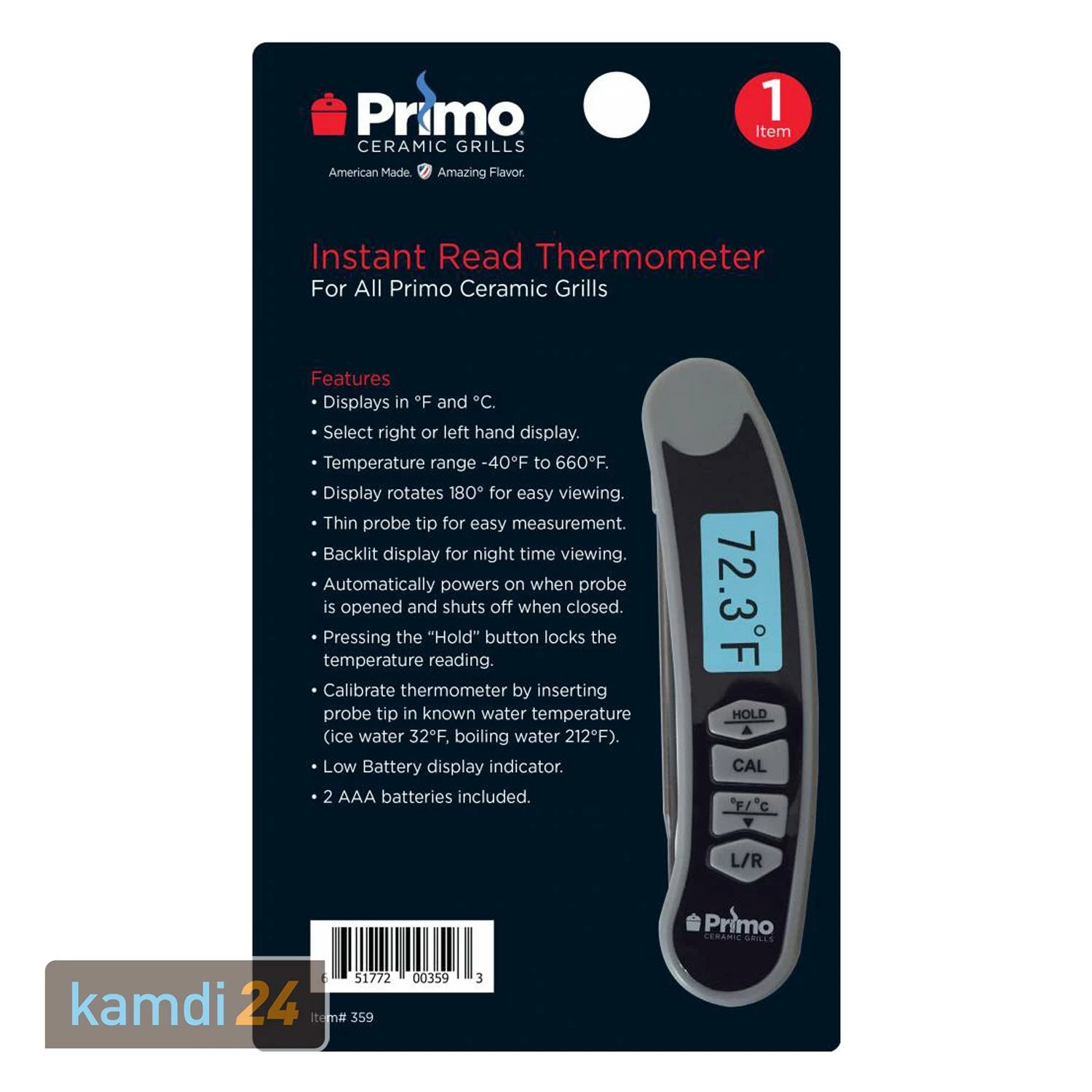 Primo Instant Read Einstichthermometer Grau/Schwarz 2 Primo Instant Read Einstichthermometer Grau/Schwarz – Bild 2