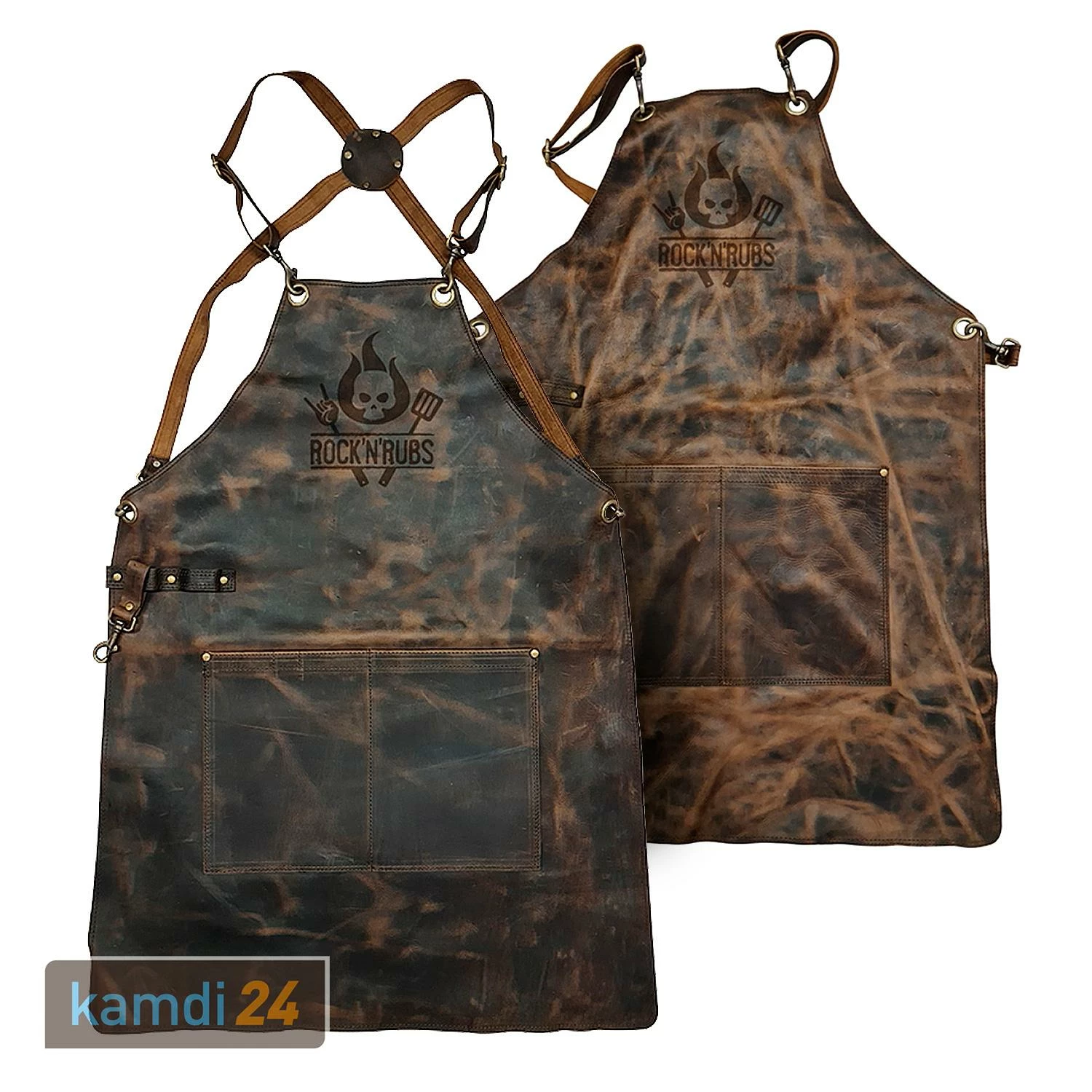 Rock'n'Rubs Grillschürze Leder Cognac Crunch 2 Rock'n'Rubs Grillschürze Leder Cognac Crunch – Bild 2