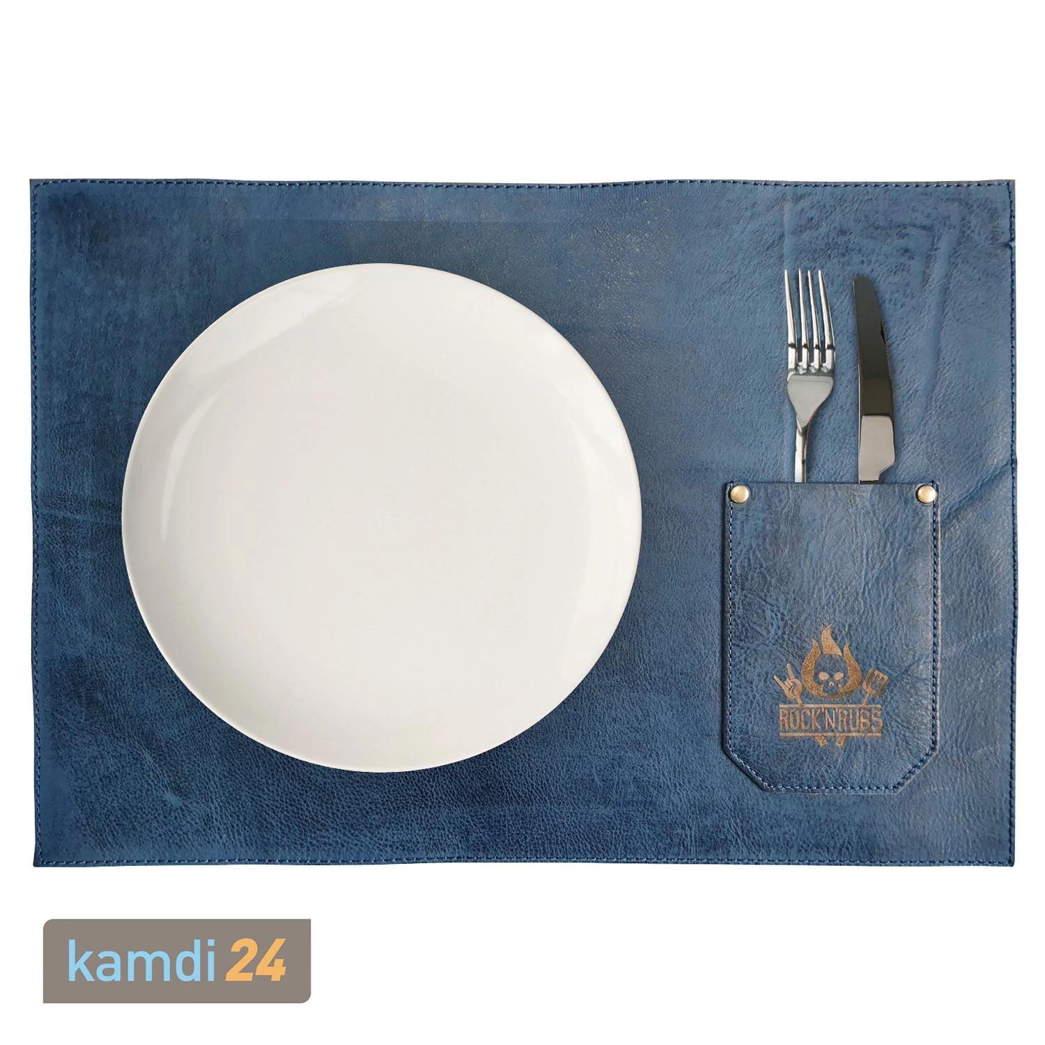 Rock'n'Rubs Tisch-Set Aus Leder Blau 2 Rock'n'Rubs Tisch-Set Aus Leder Blau – Bild 2