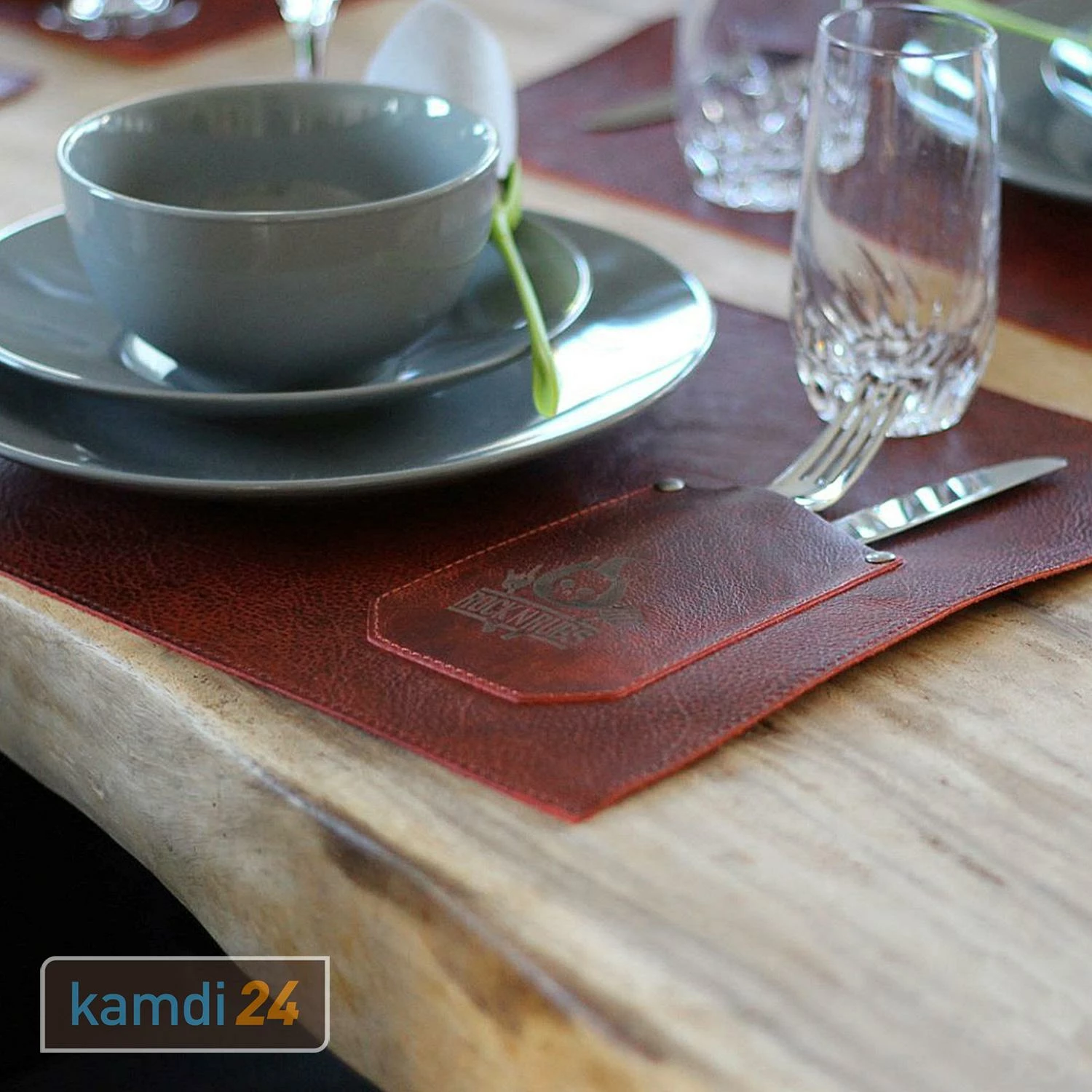 Rock'n'Rubs Tisch-Set Aus Leder Rot 4 Rock'n'Rubs Tisch-Set Aus Leder Rot – Bild 4