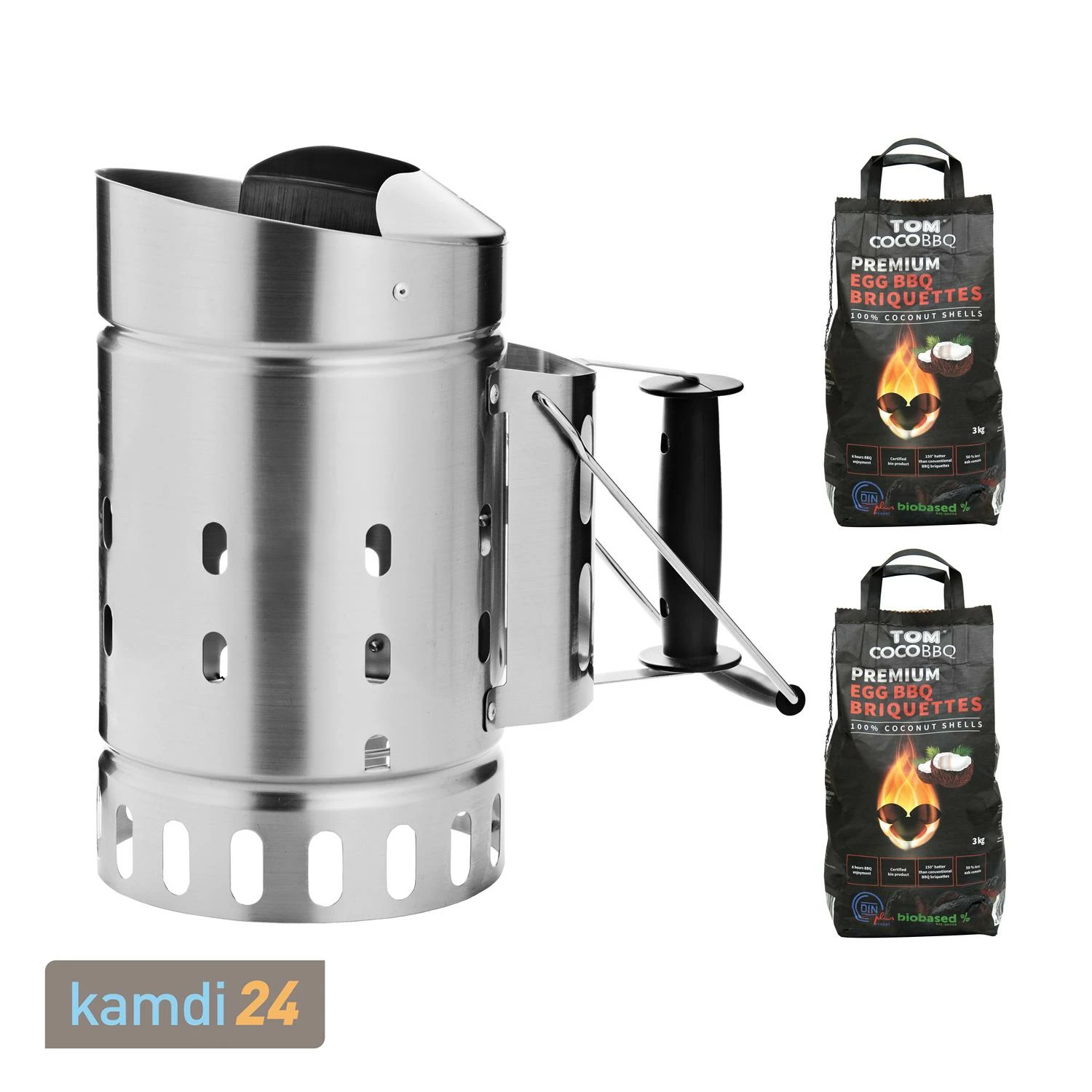 Rösle RÖSLE Anzündkamin Edelstahl + TOM COCO Grill-Kokoskohlebriketts 2er-Pack (6 Kg) 1 Rösle RÖSLE Anzündkamin Edelstahl + TOM COCO Grill-Kokoskohlebriketts 2er-Pack (6 Kg)
