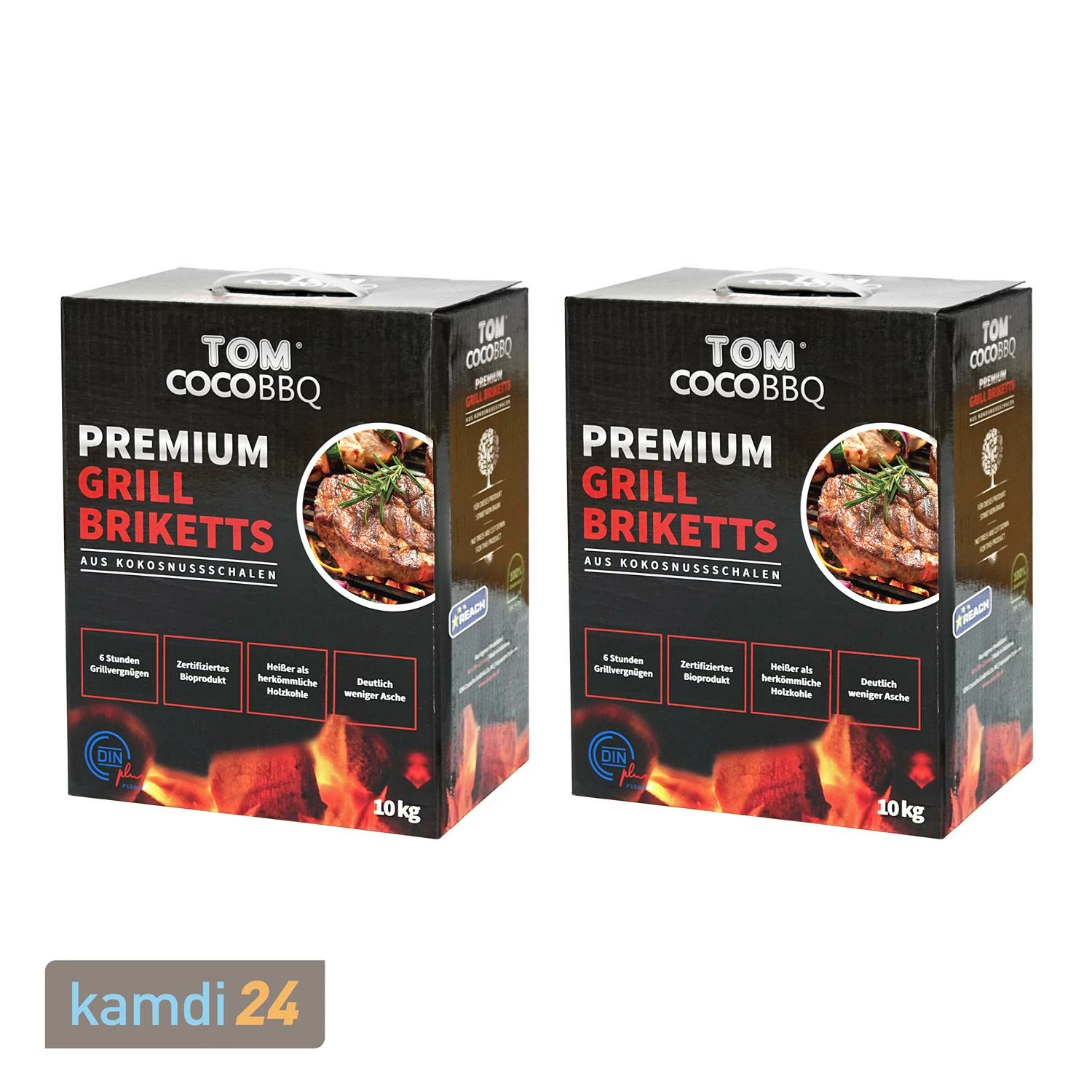TOM COCO Grill-Kokoskohle Briketts, Quader, 2 X 10 Kg (20 Kg) 1 TOM COCO Grill-Kokoskohle Briketts, Quader, 2 X 10 Kg (20 Kg)