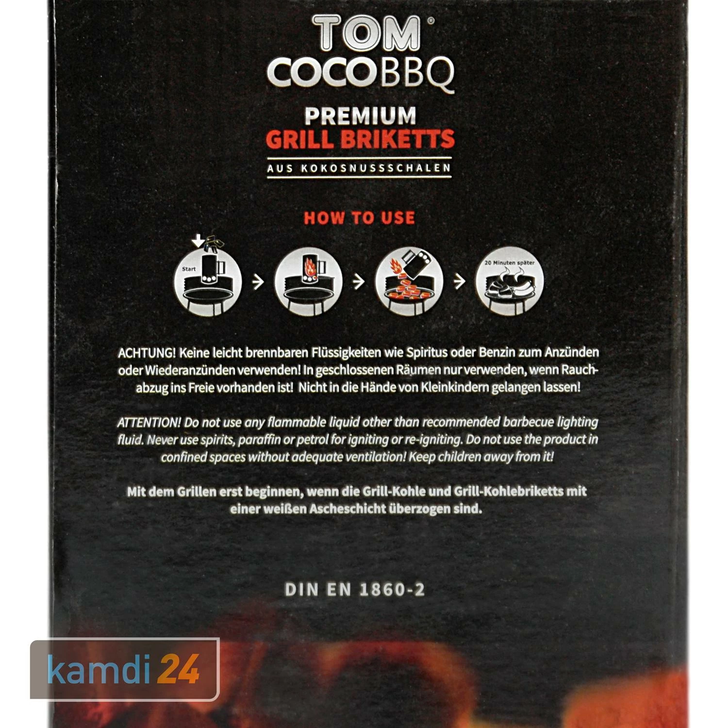 TOM COCO Grill-Kokoskohle Briketts, Quader, 3 X 4 Kg (12 Kg) 3 TOM COCO Grill-Kokoskohle Briketts, Quader, 3 X 4 Kg (12 Kg) – Bild 3