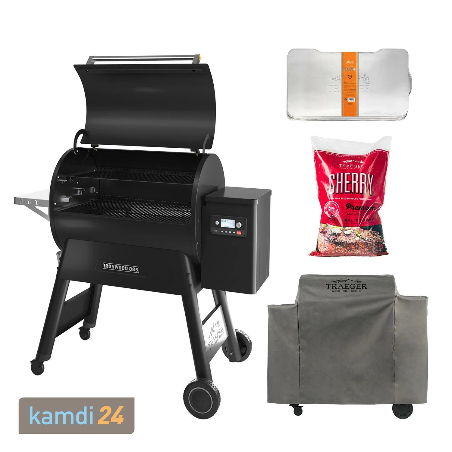 Traeger IRONWOOD 885 Pellet Grill Schwarz Inkl. Abdeckhaube, Ablaufblech-Schutzfolie Und Hartholz Pellets Cherry 9 Kg 1 Traeger IRONWOOD 885 Pellet Grill Schwarz Inkl. Abdeckhaube, Ablaufblech-Schutzfolie Und Hartholz Pellets Cherry 9 Kg