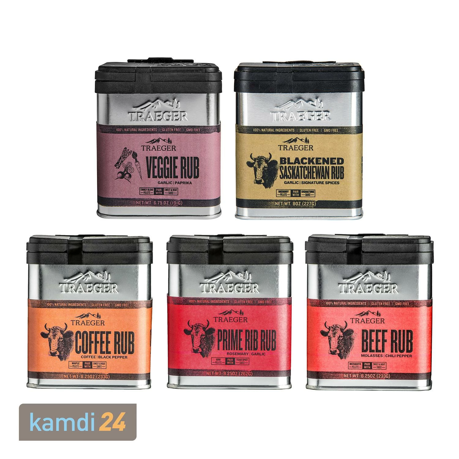 Traeger Rubs 5er-Set: Veggie, Blackened Saskatchewan, Coffee, Prime Rib & Beef 1 Traeger Rubs 5er-Set: Veggie, Blackened Saskatchewan, Coffee, Prime Rib & Beef