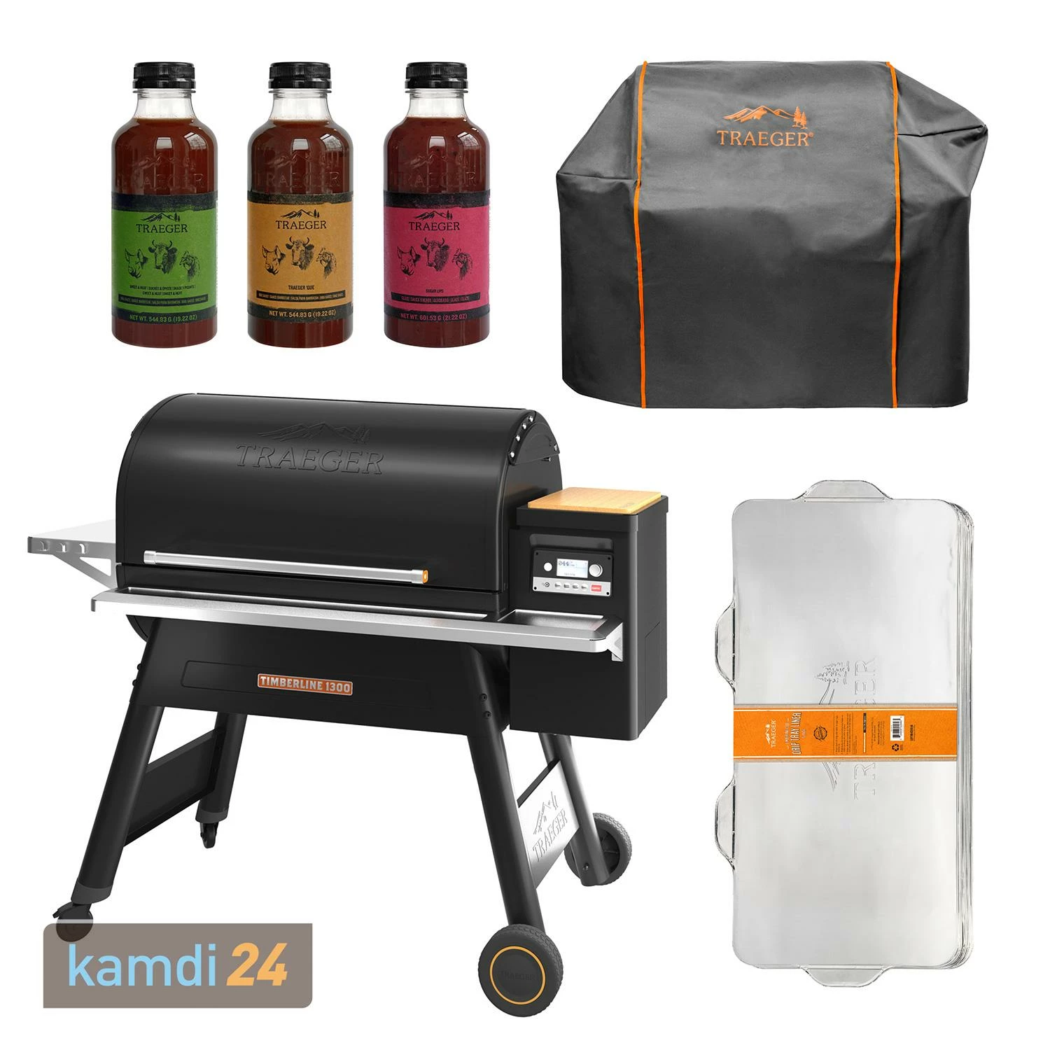 Traeger TIMBERLINE 1300 Pelletgrill Inkl. Abdeckhaube, Schutzfolie + BBQ Soße 3er-Set (Sweet & Heat, Traeger'Que, Sugar Lips) 1 Traeger TIMBERLINE 1300 Pelletgrill Inkl. Abdeckhaube, Schutzfolie + BBQ Soße 3er-Set (Sweet & Heat, Traeger'Que, Sugar Lips)