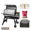 Traeger TIMBERLINE 1300 Pellet Grill Schwarz Inkl. Abdeckhaube, Ablaufblech-Schutzfolie + Hartholz Pellets Cherry 9 Kg