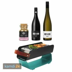 UNA Holzkohlegrill Türkis Geschenkset Mit Grillwein Weiß Und Rot Und Ankerkraut Gewürzmischung Weihnachtspups