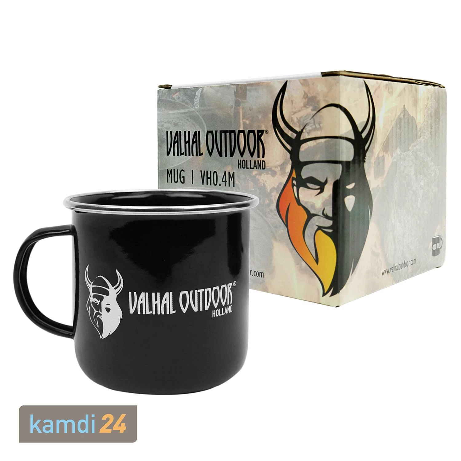 Valhal Outdoor Emaille-Becher Schwarz 2 Valhal Outdoor Emaille-Becher Schwarz – Bild 2