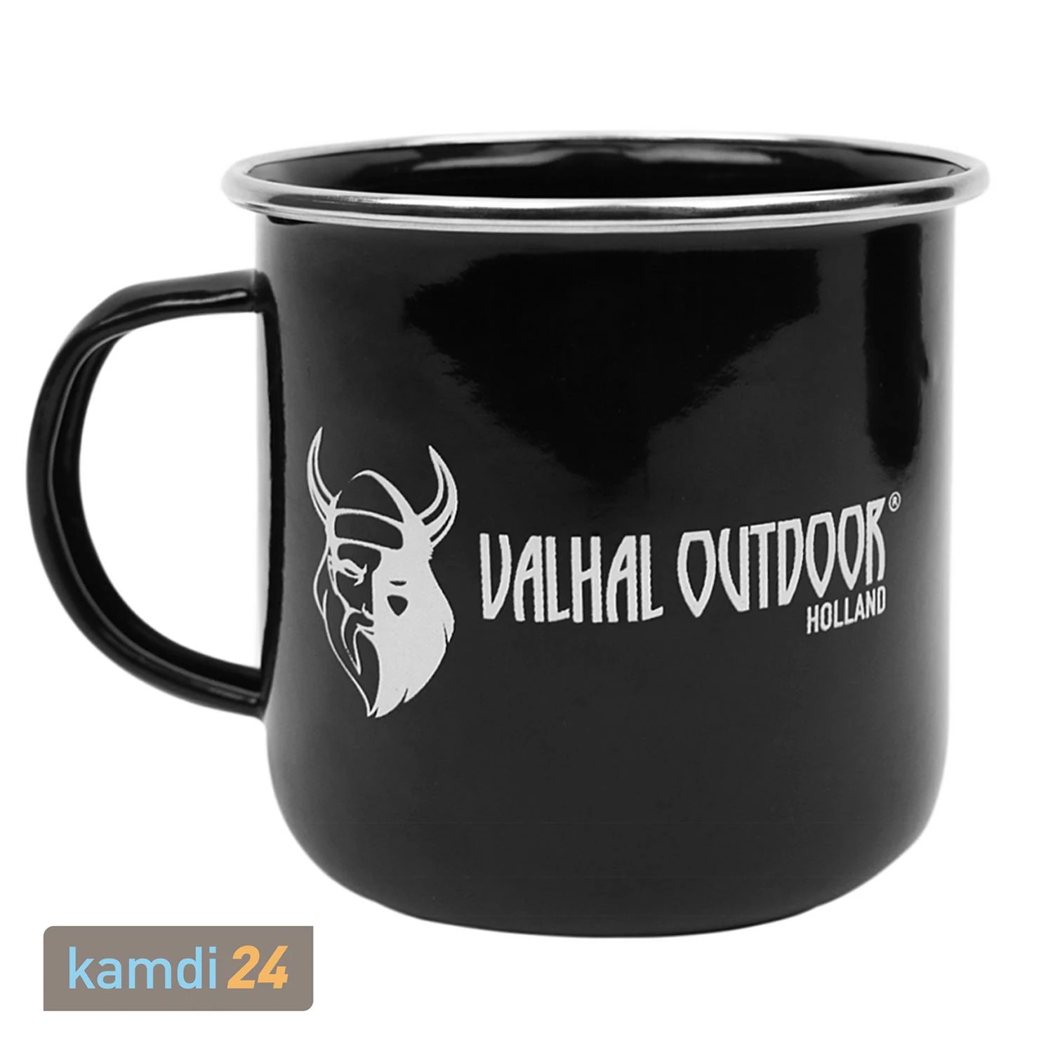 Valhal Outdoor Emaille-Becher Schwarz 1 Valhal Outdoor Emaille-Becher Schwarz